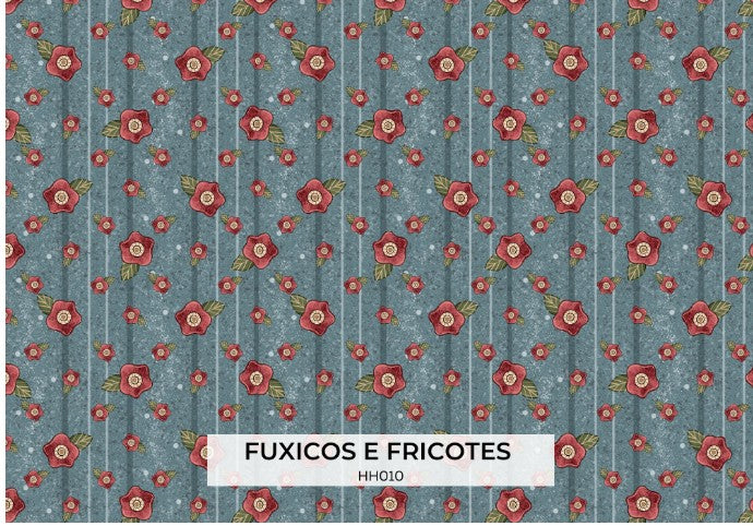 Tela mini floral azul home Sweet Home
