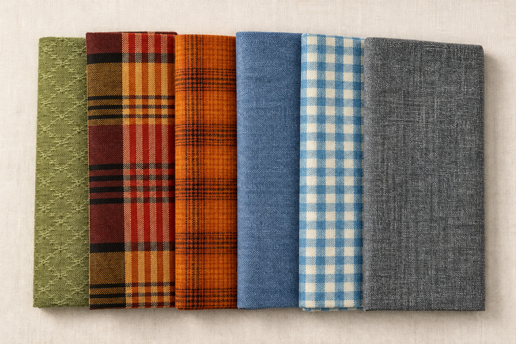 Precortado telas japonesas mezcla tonos cálidos y fríos – Pack 6 piezas algodón | Estilo rústico creativo