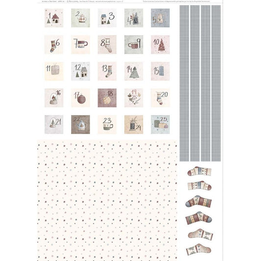Panel calendario de adviento, tela Navideña Algodón de Colección "Aroma a Navidad" | El Altillo de los Duendes