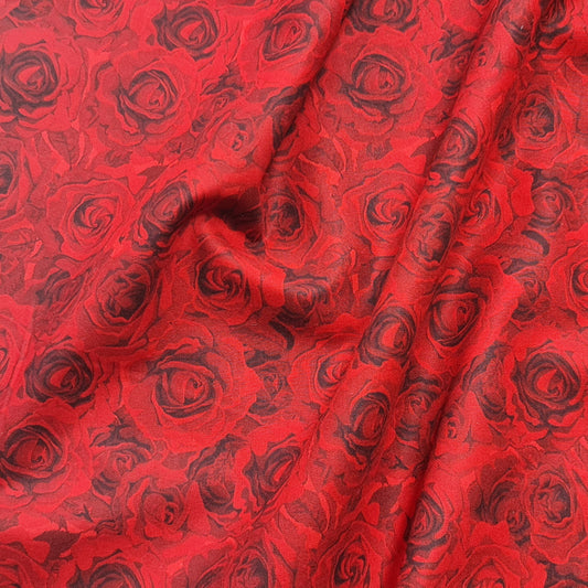 Tejido estampado rosas rojas tono sobre tono, Basic Red 217