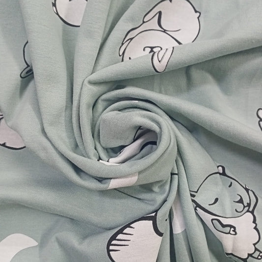 Punto Algodón animales fondo verde