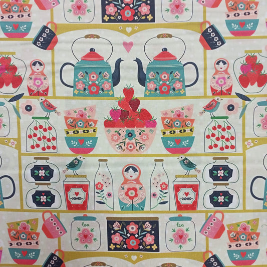 Tejido strawberry Tea & Cups