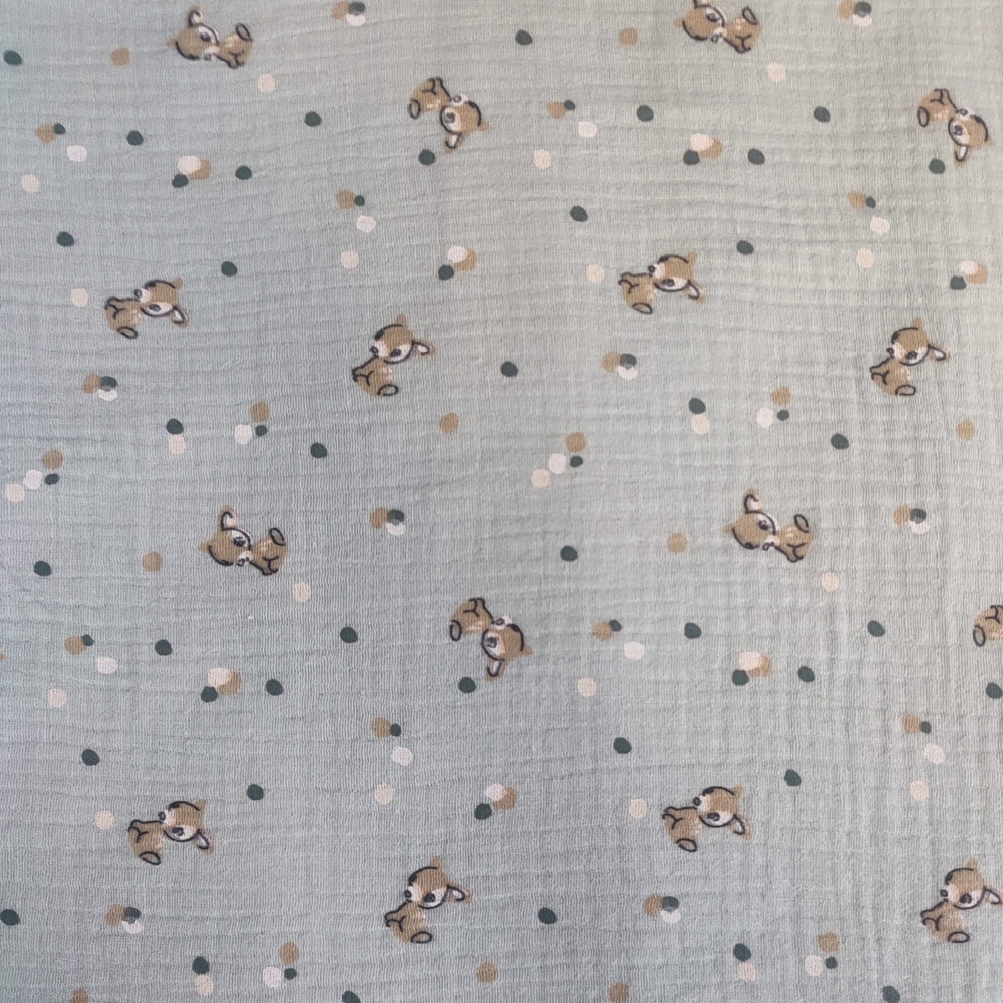 Muselina estampada bambis fondo verde agua