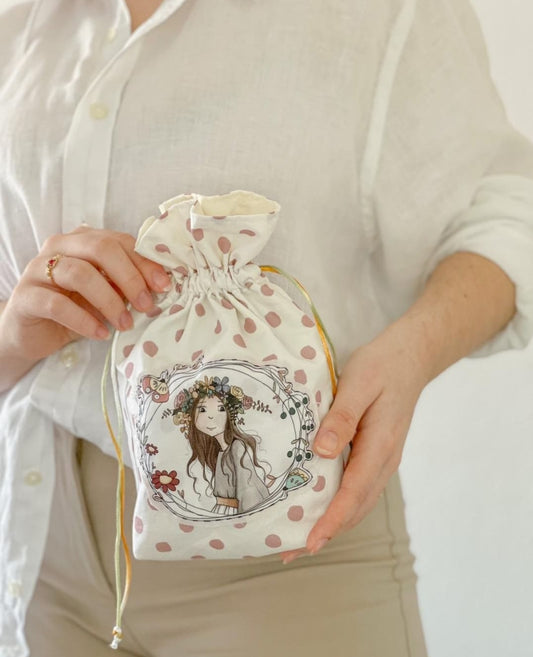 Allover topitos rosas mi comunión