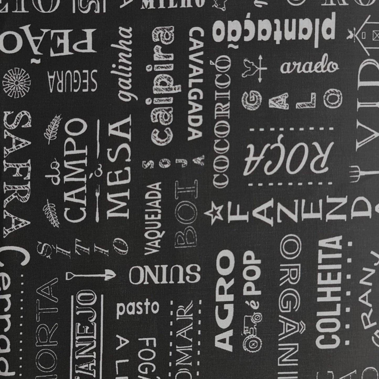 Tejido granja letras fondo negro