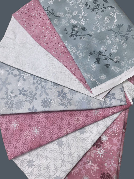 Pre cortados navidad rosa y plata. 7 unidades 0,25 X 1,14m