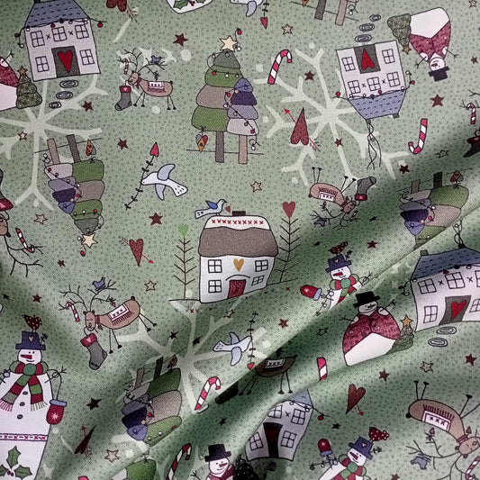 Tejido de Navidad House & Snowman