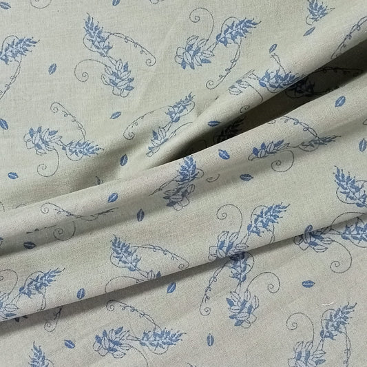 Tejido con estampado espigas azules