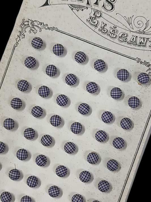 Botones años 20 con formas de esferas ralladas azules, 100% algodón pequeños.