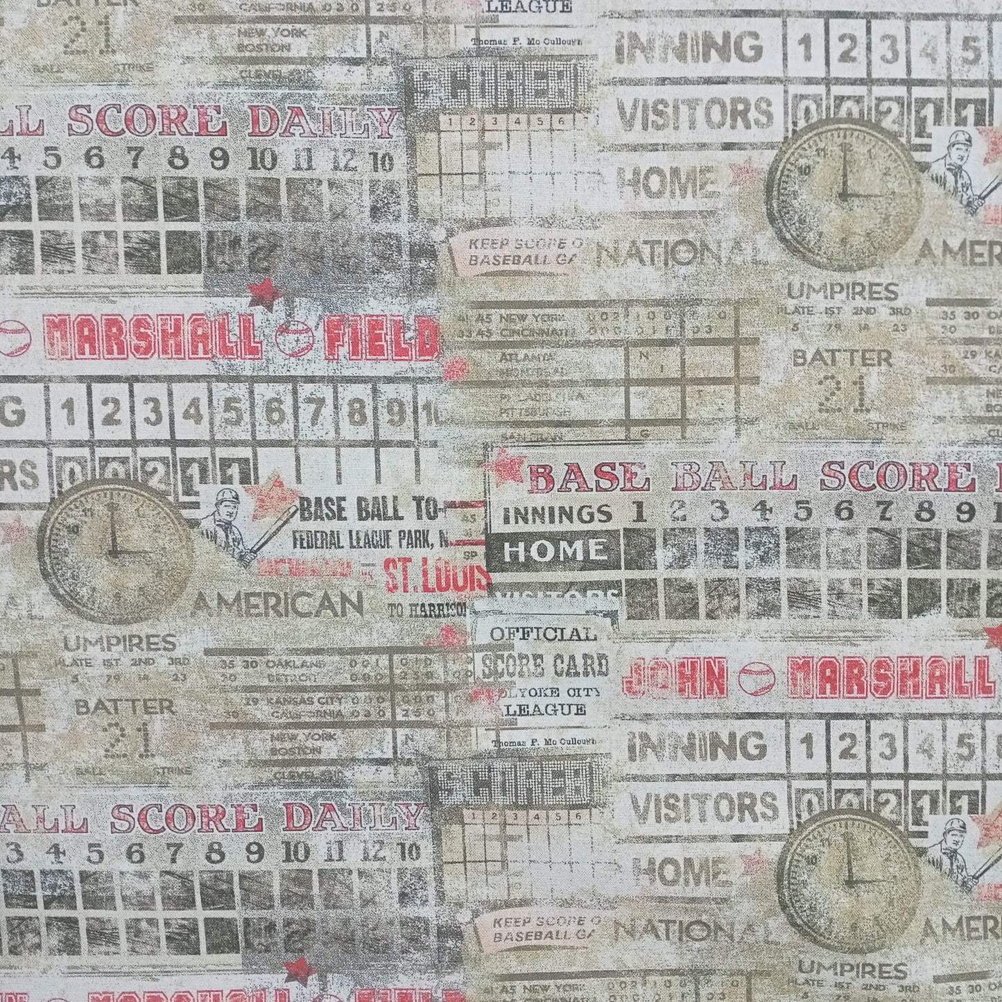 Tela estampada deportiva de baseball sobre marcadores/relojes partido