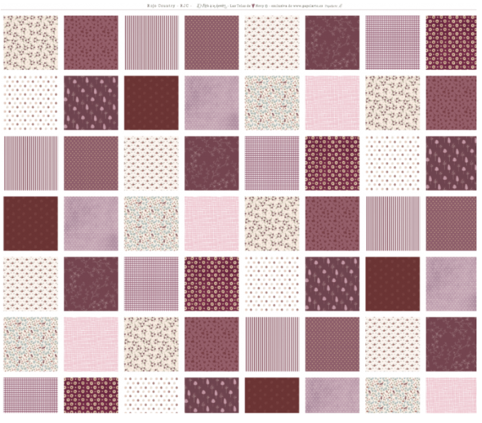 Panel de algodón Rosa Country con cuadrados coordinados para patchwork
