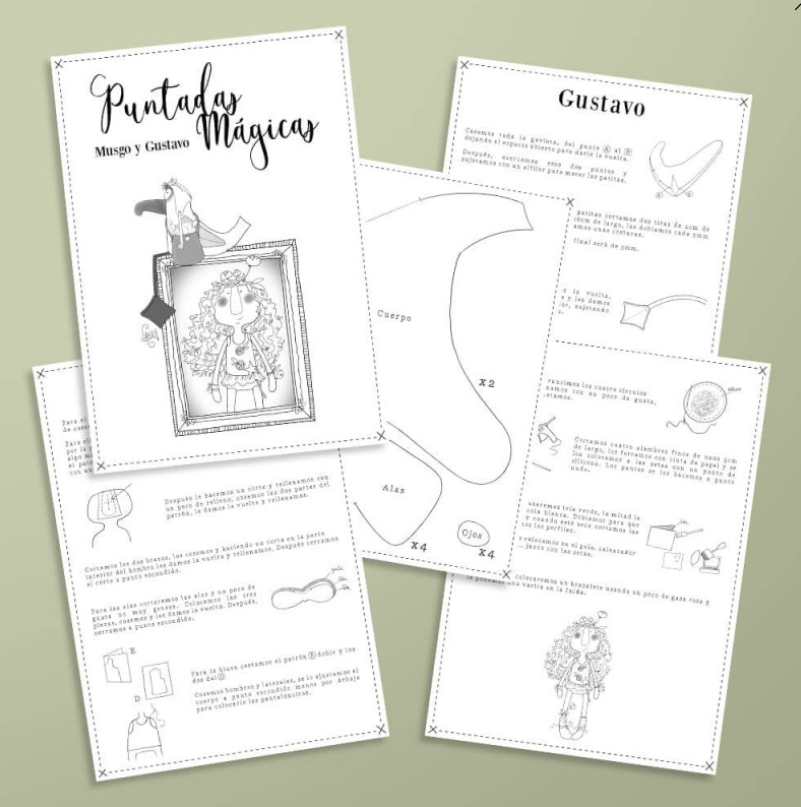 Instrucciones y patrones a tamaño real de Musgo y Gustavo