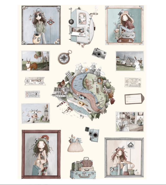 Panel Tela “Viaje con Ofelia” – Algodón Percal OEKO-TEX® | El Altillo de los Duendes