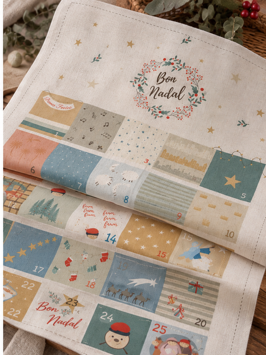 Panel  Calendario de Adviento Bon Nadal · Loneta 100% algodón