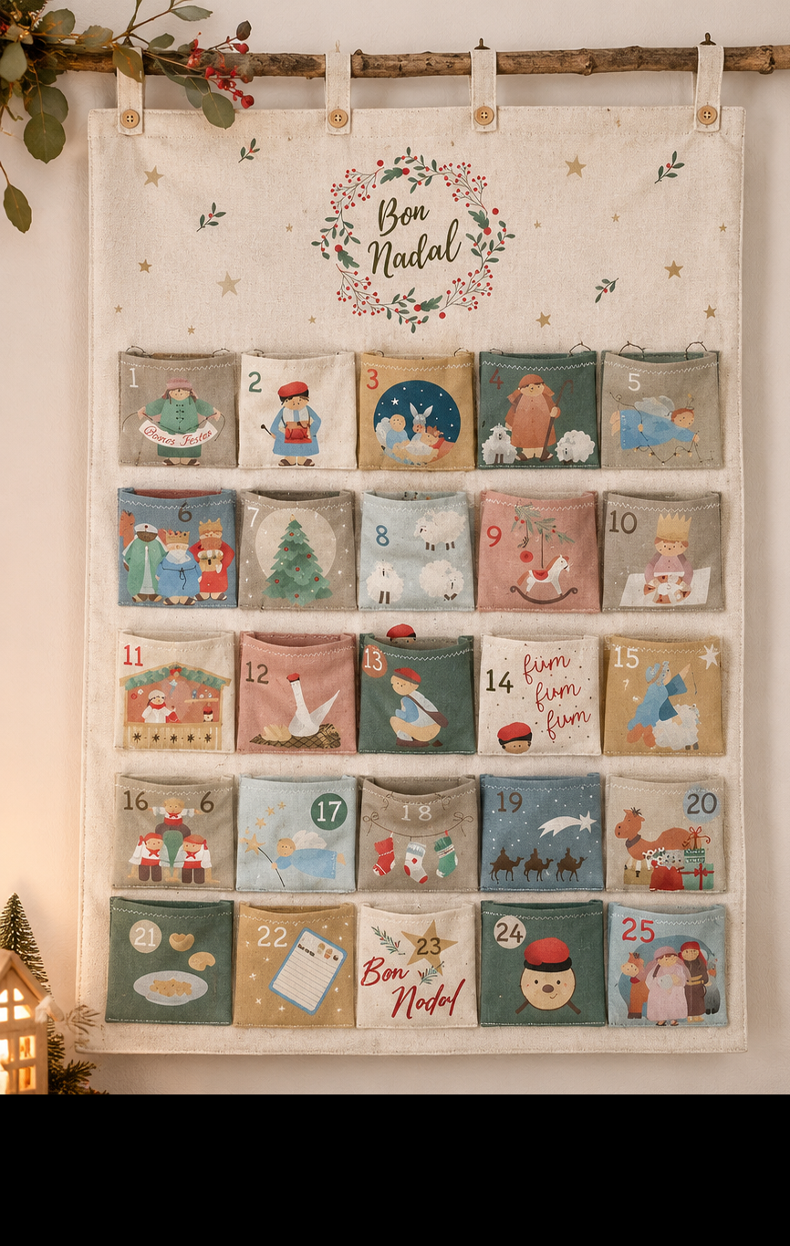 Panel  Calendario de Adviento Bon Nadal · Loneta 100% algodón