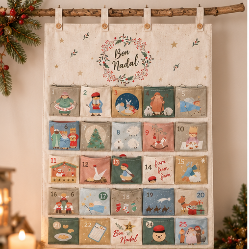 Panel  Calendario de Adviento Bon Nadal · Loneta 100% algodón