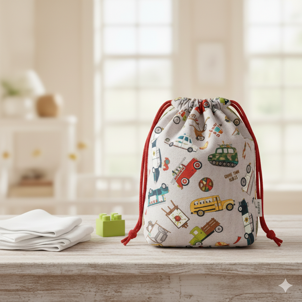 Tela de algodón infantil vehiculos  "gnome town heroes"