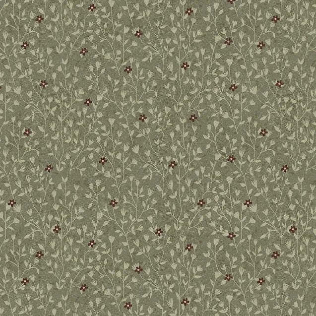 Tela Ramitas verde eucaliptus t100% algodón
