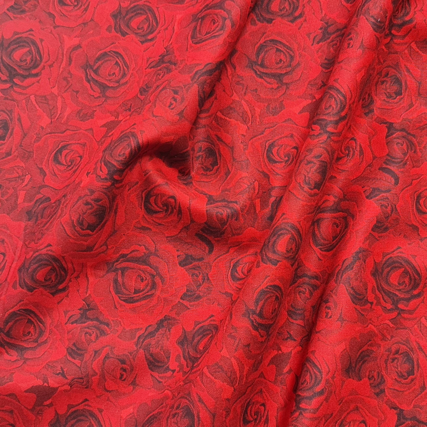 Tejido estampado rosas rojas tono sobre tono, Basic Red 217