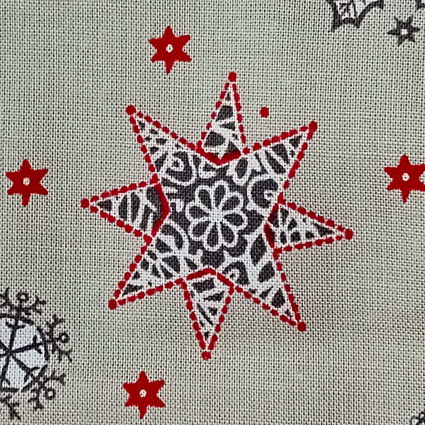 Tejido navidad, lunas estrelladas fondo beige