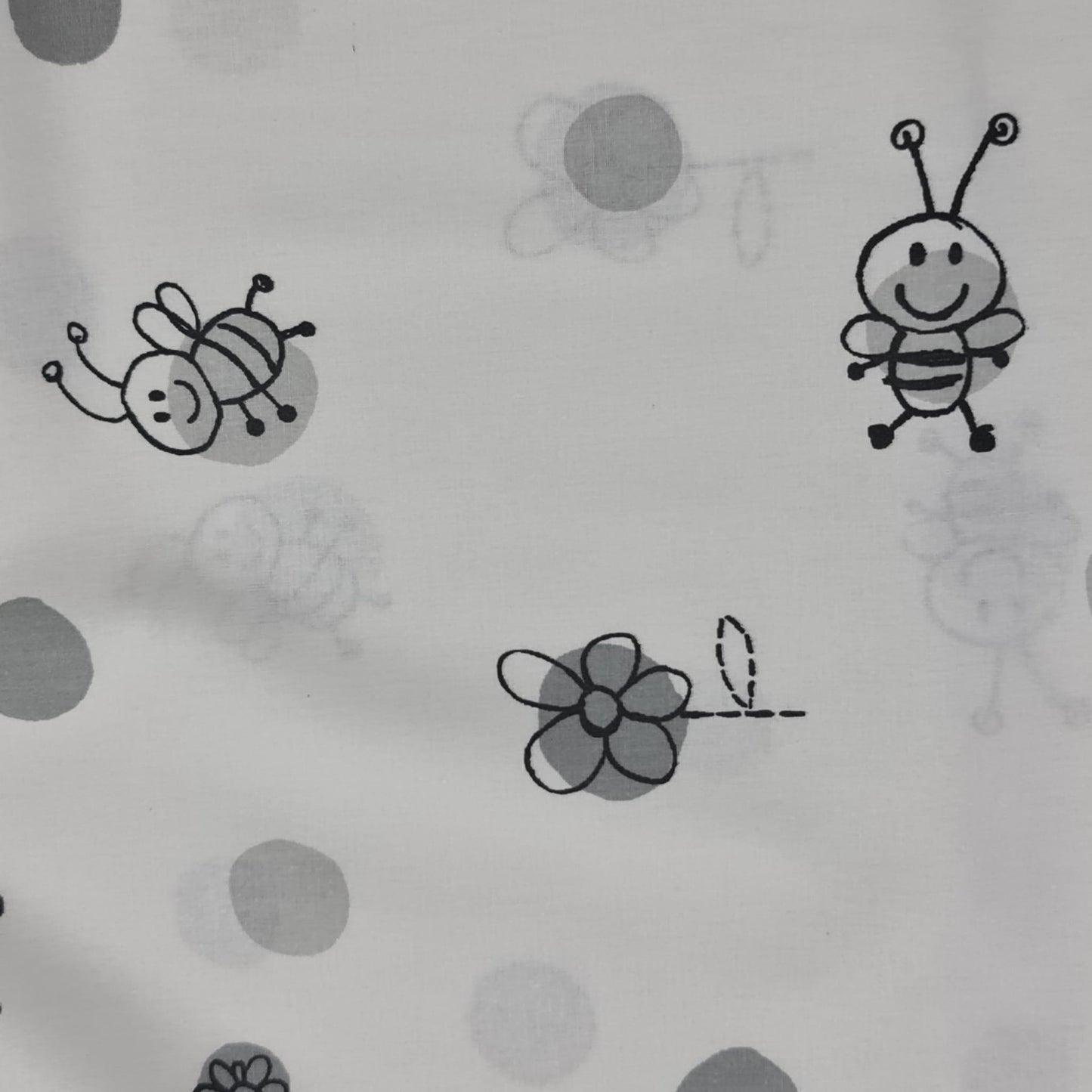Tejido Abejas blanco y negro