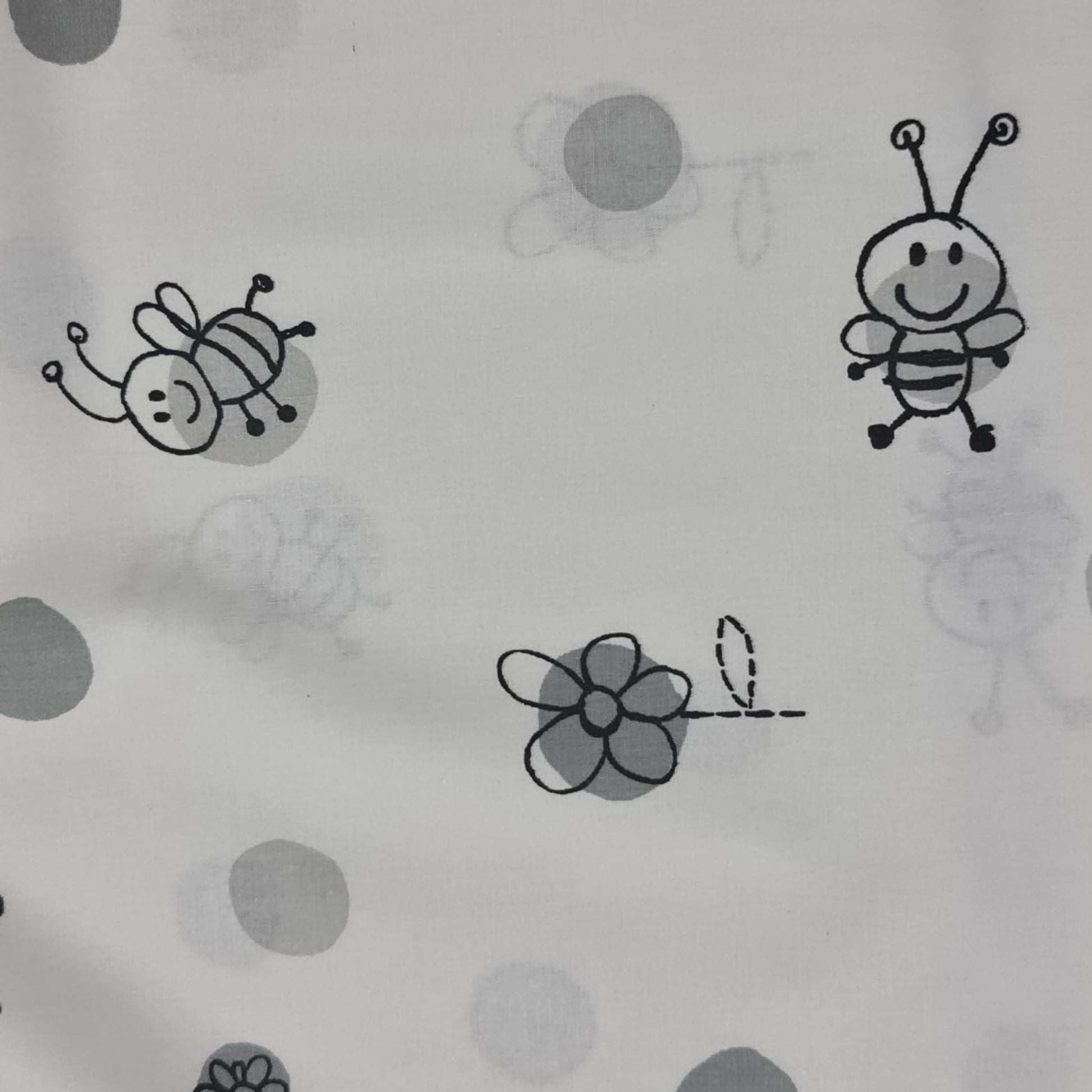 Tejido Abejas blanco y negro